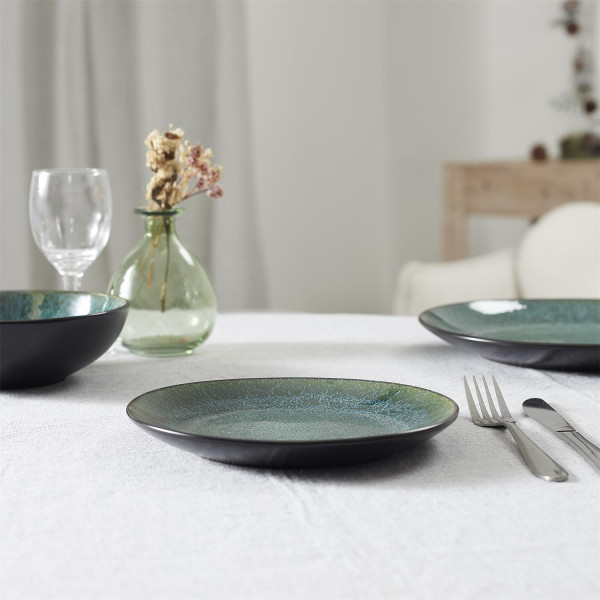 Talerz ceramiczny Elia 19,5 cm zielony w stylu retro