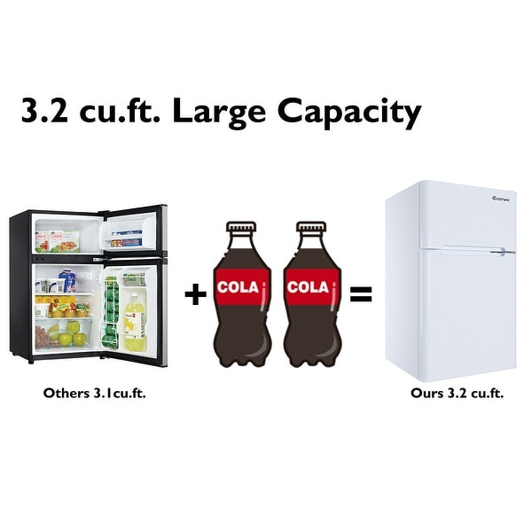 Costway Refrigerator Small Freezer Cooler Fridge Compact 3.2 cu ft.