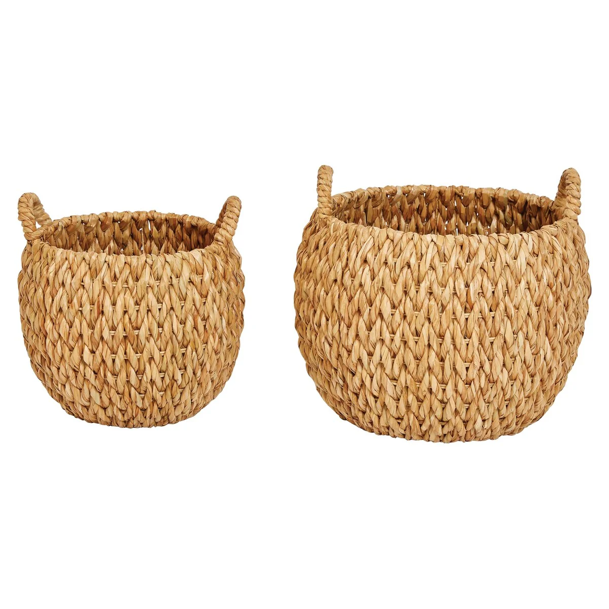 16 & 20.5 Round Woven Water Hyacinth Baskets with Handles (Set of 2 Sizes)