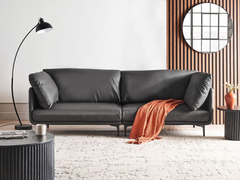 Sofa 3-osobowa wegańska ekoskóra czarna