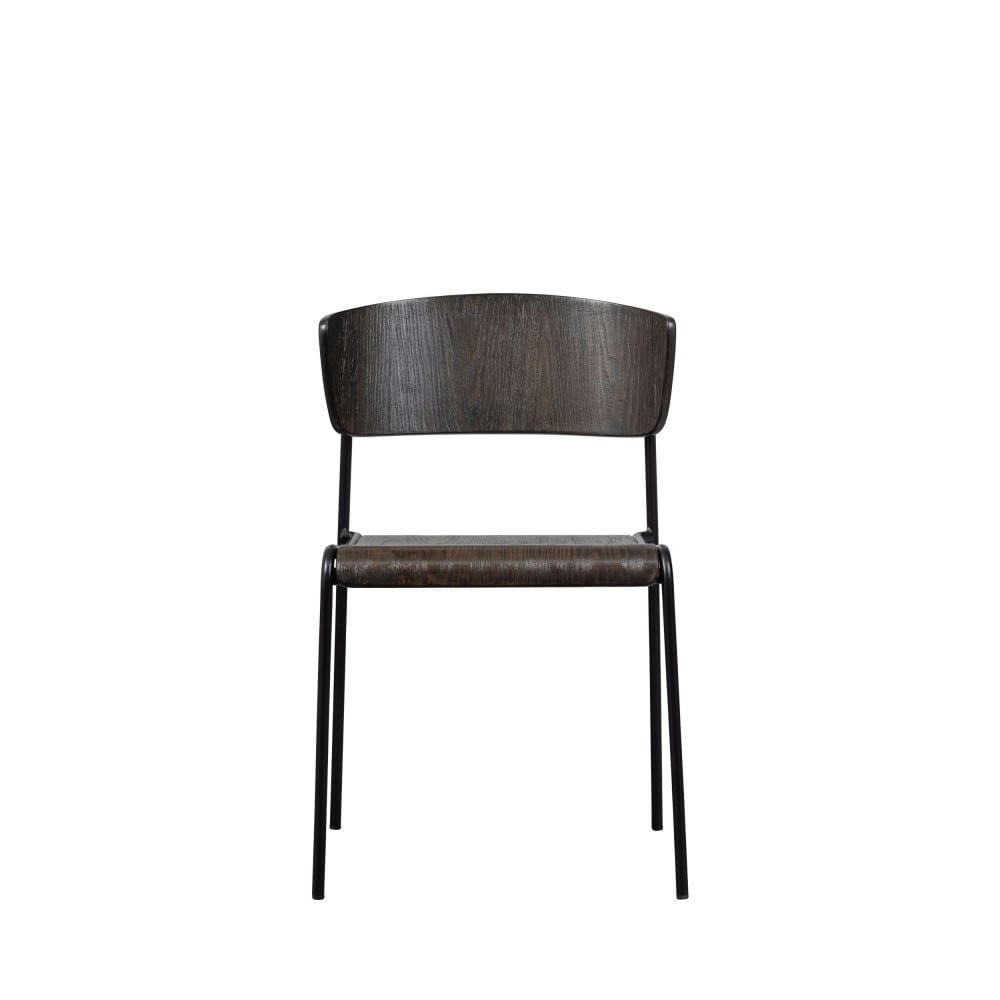 CIRO - Lot de 2 chaises en bois et métal bois foncé