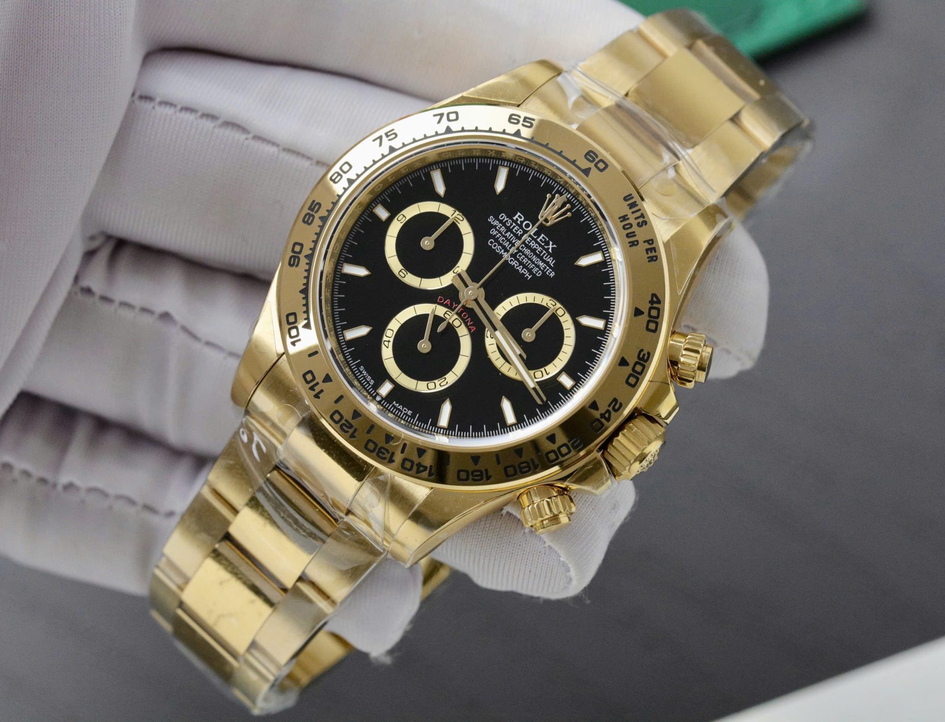 Rolex Daytona 126508 YG Plated Black Dial 40mm Oyster Super Clone