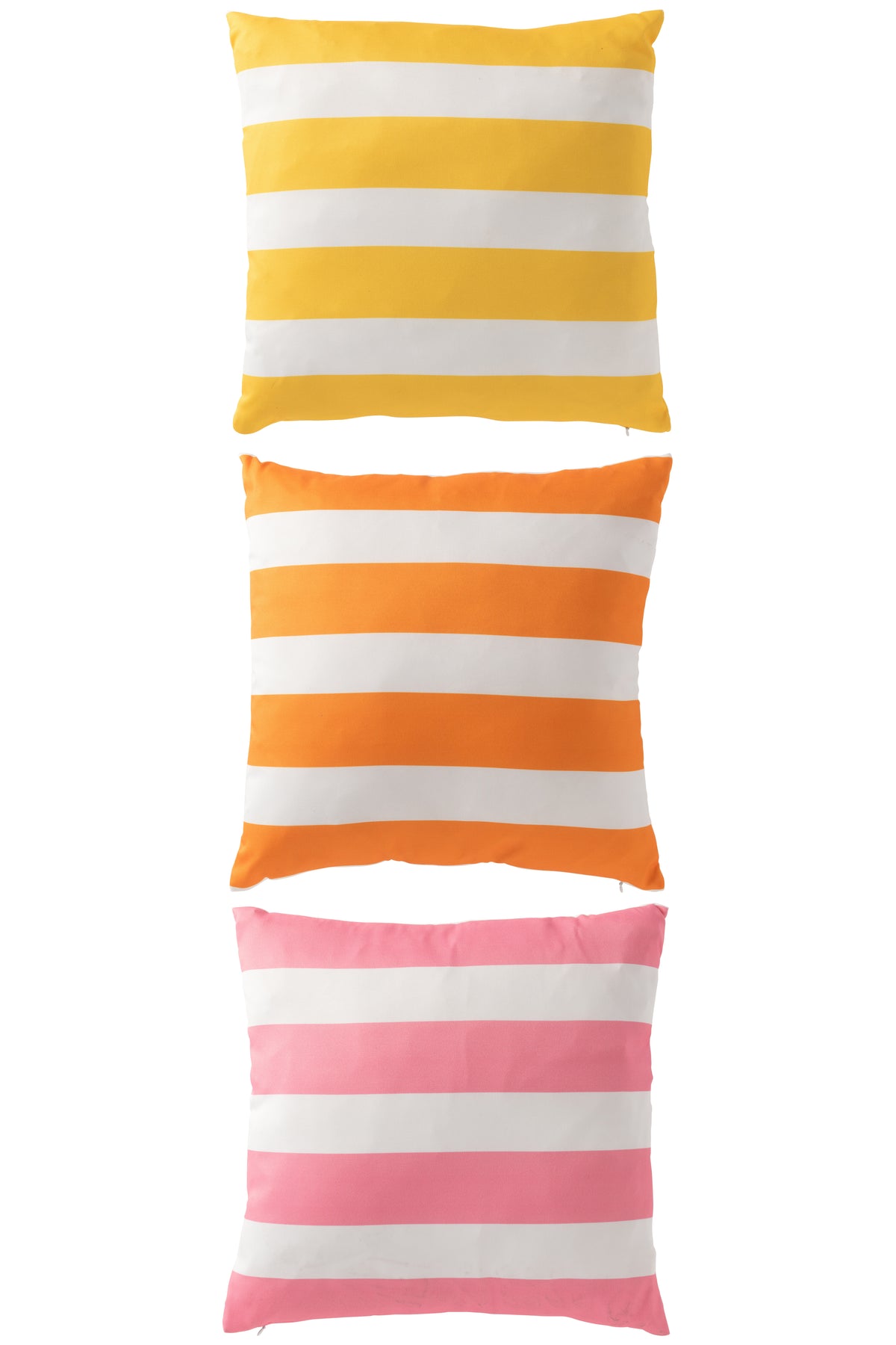 J-Line kussen Buiten Vierkant Gestreept - polyester - mix - set van 3