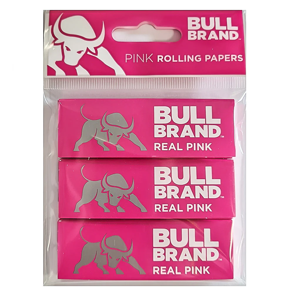 Bull Brand Cut Corner Real Pink Rolling Papers 3 Pack