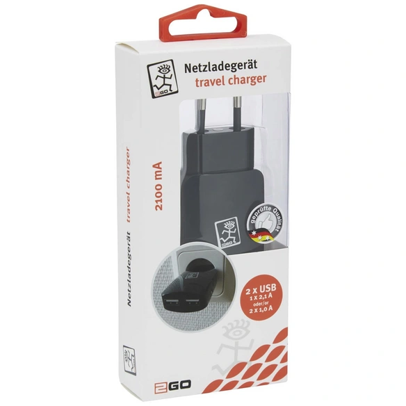 Netzladegerät, Schwarz, 2x USB-Buchse