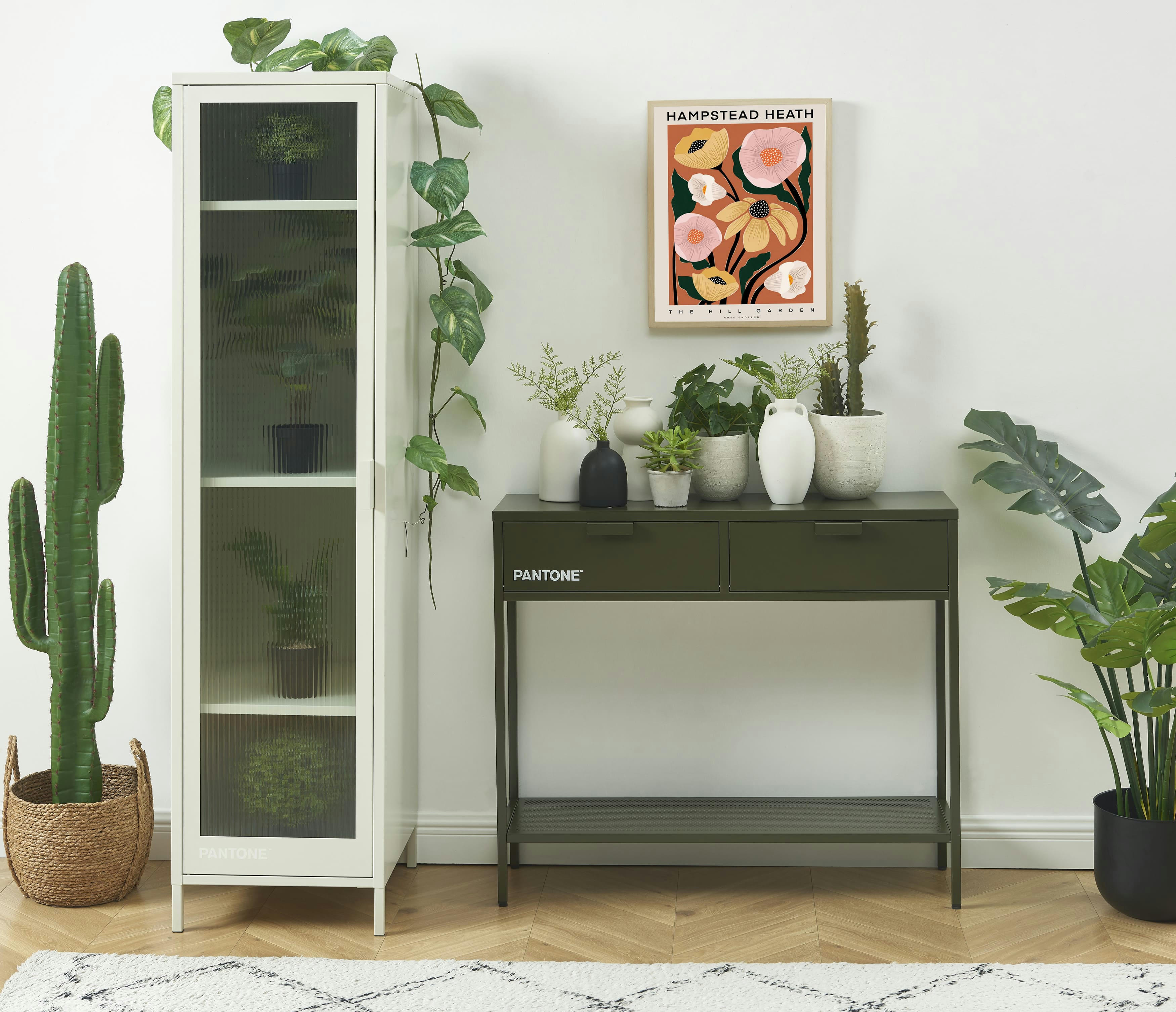 PANTONE - Console  métal vert olive foncé 100cm