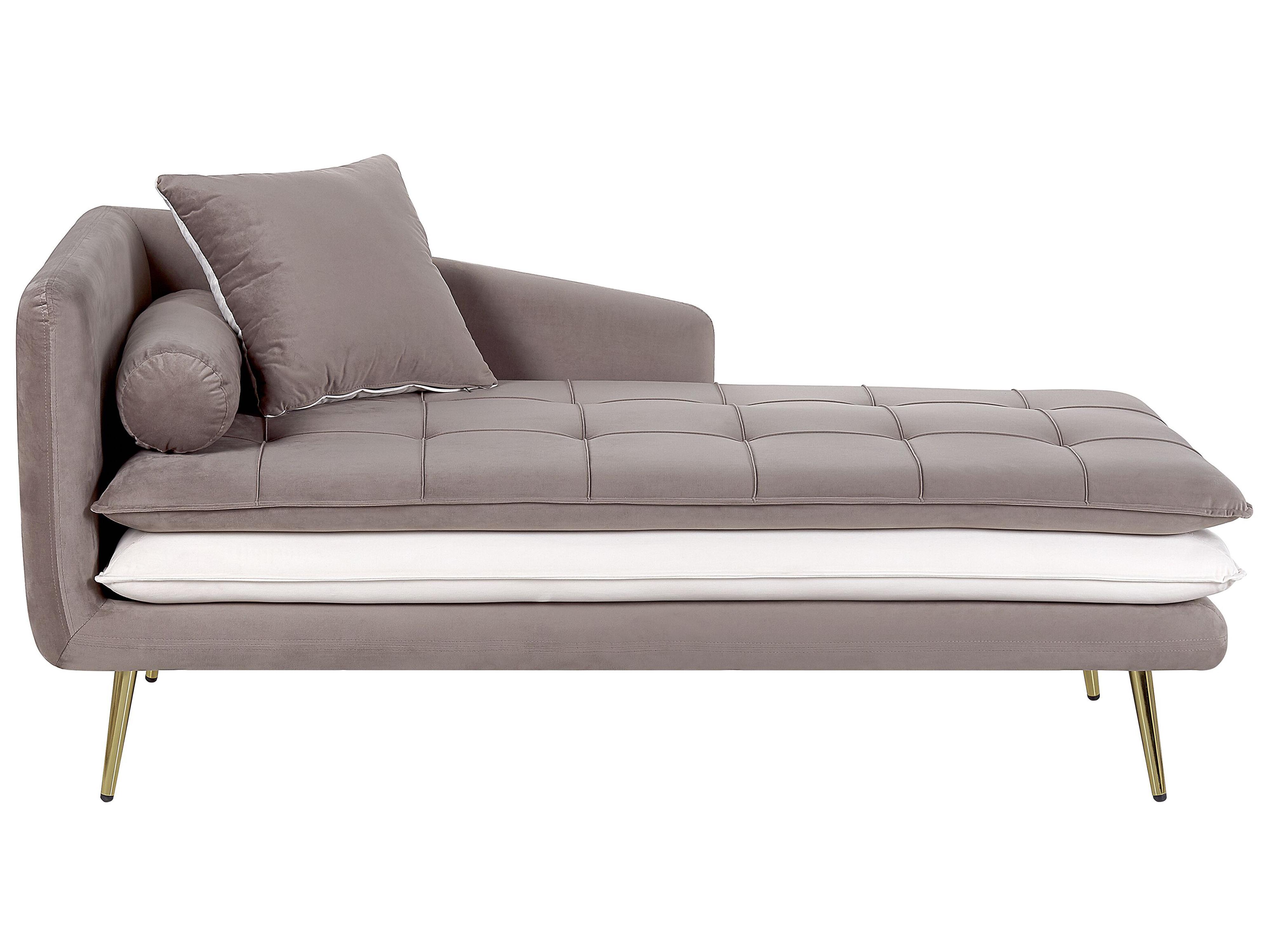 Left-Hand Chaise Longue GONESSE Velvet Light Brown