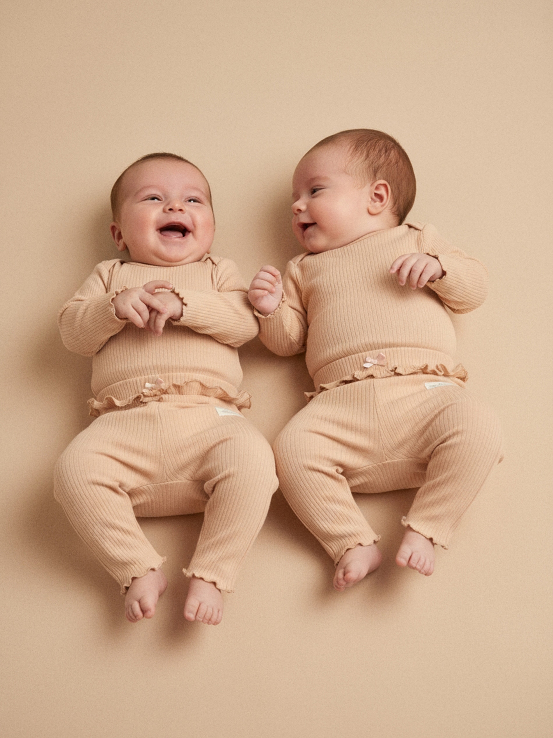 Prążkowane legginsy z falbanką 2 pack