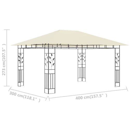NNEVL Gazebo with Mosquito Net 4x3x2.73 m Cream 180 g/m&sup2;