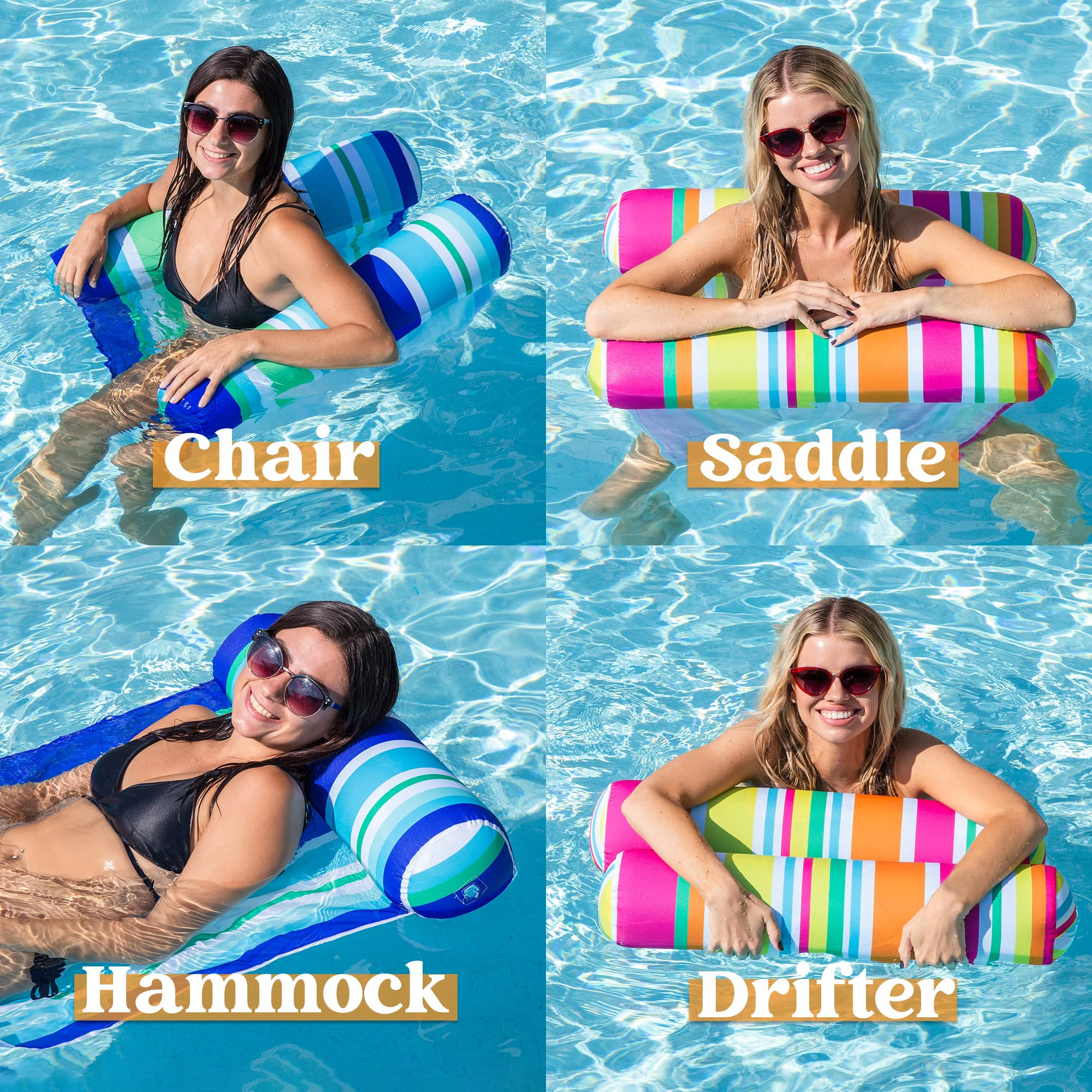 Clearance - 2 Packs Inflatable Pool Float Hammock (Pink & Blue)