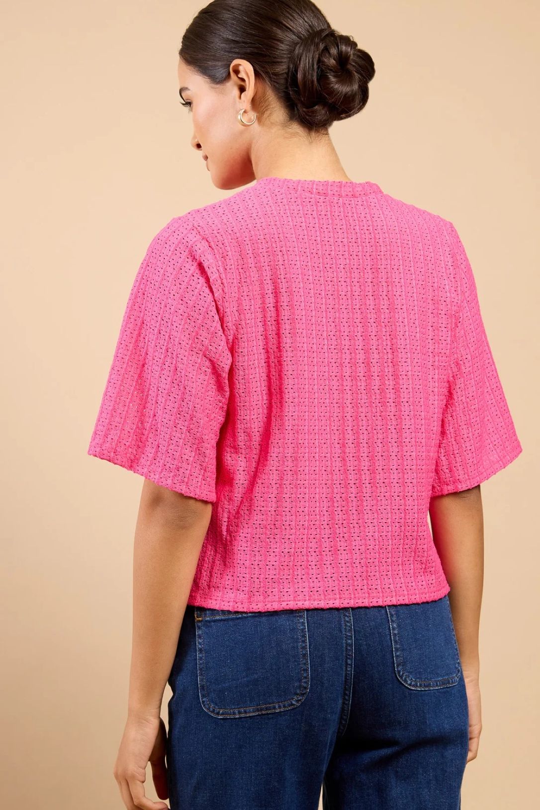Little Mistress Pink Knitted Button Down Top