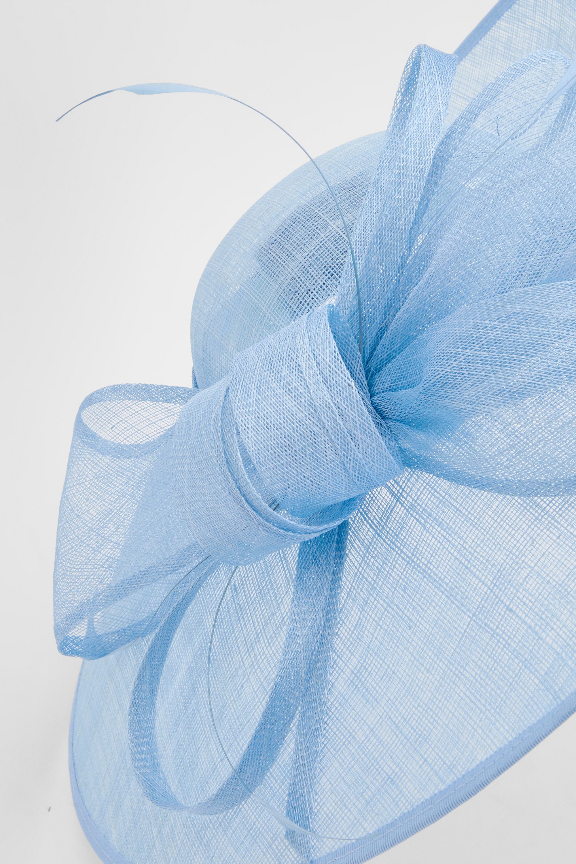 Coast Ice Blue Bow And Feather Wide Brim Fascinator