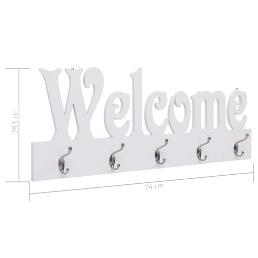NNEVL Wall Mounted Coat Rack WELCOME White 74x29.5 cm