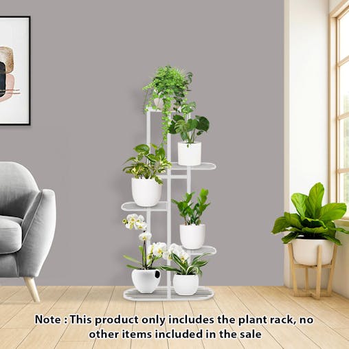 SOGA 5 Tier 6 Pots White Metal Plant Rack Flowerpot Storage Display Stand Holder Home Garden Decor