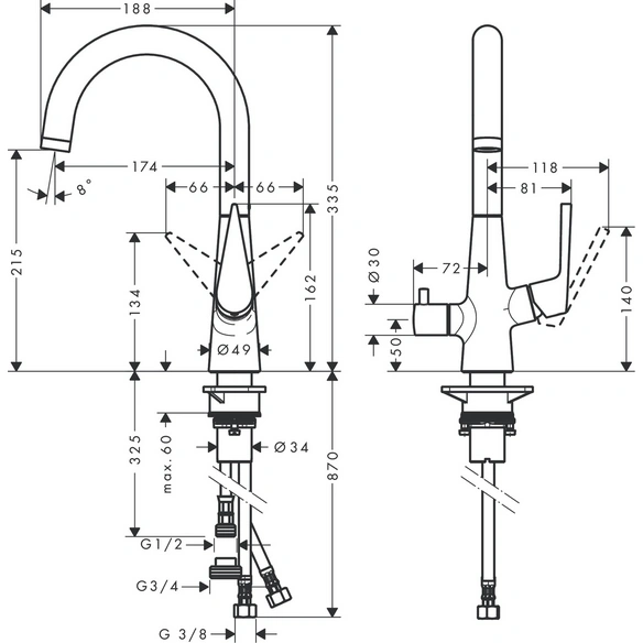 Armatur, »Talis M51«, rund, chromfarben, Ausladung 213 mm