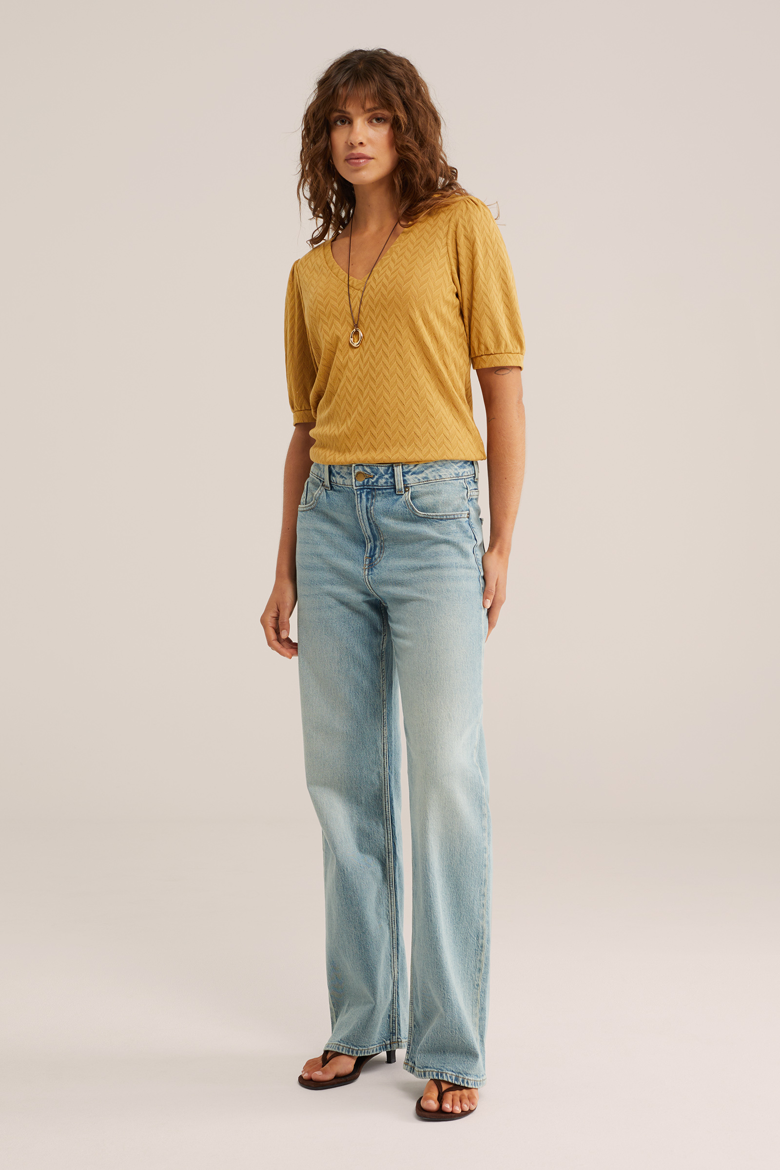 Dames T-shirt met opengewerkt structuur