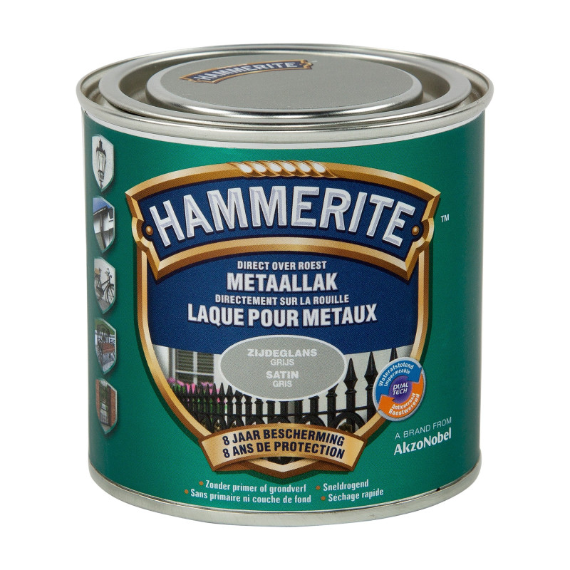 Laque antirouille pour métaux argent satinée 0,2 L HAMMERITE