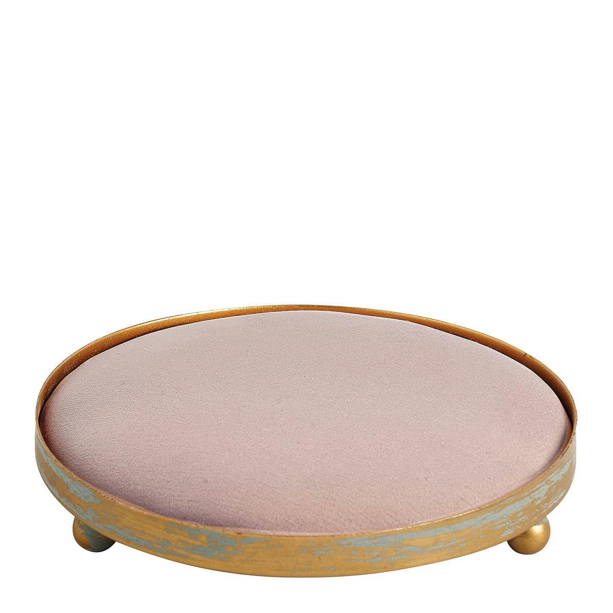 - Plateau rond tapissier rose
