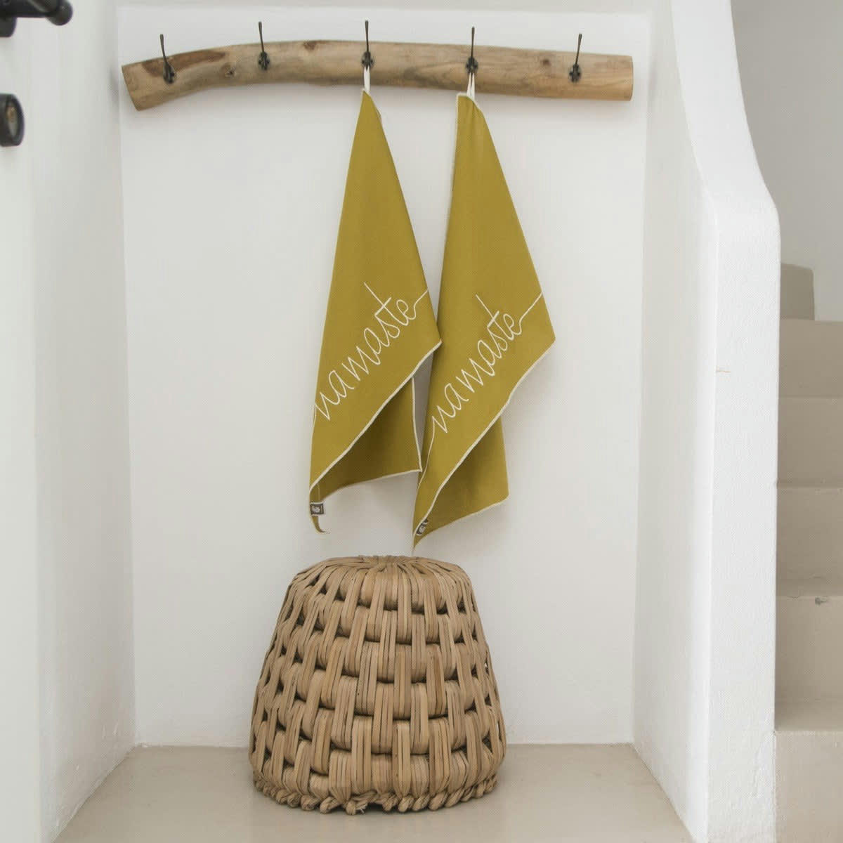 NAMASTE - Torchons (x2) coton  50x75 jaune zeste