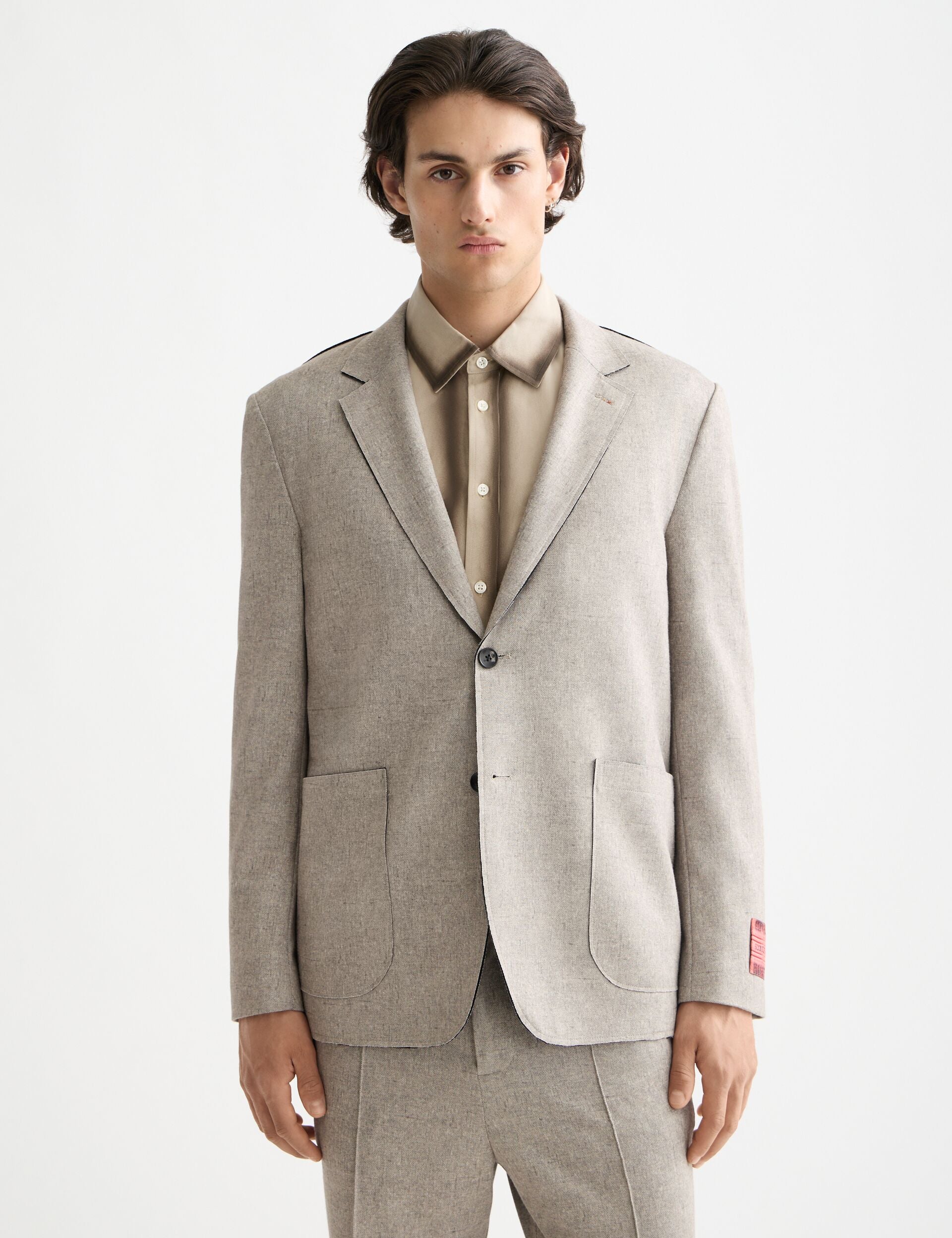 Unconstructed melange jersey relaxed fit blazer