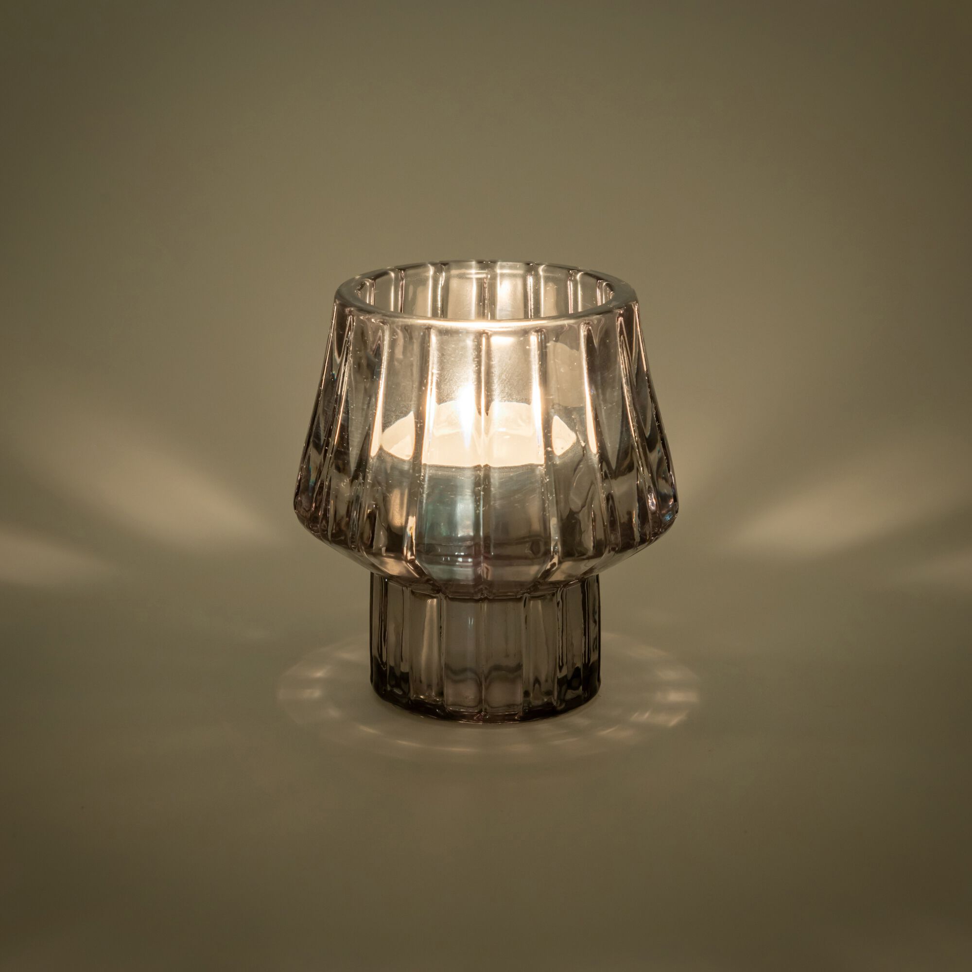 CEFALU - Photophore en verre H10cm - gris