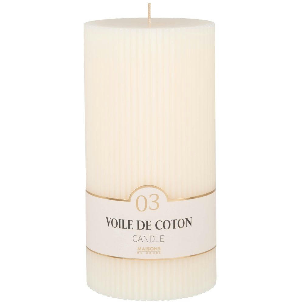 COLORAMA - Bougie striée parfumée blanche H18, 1000g