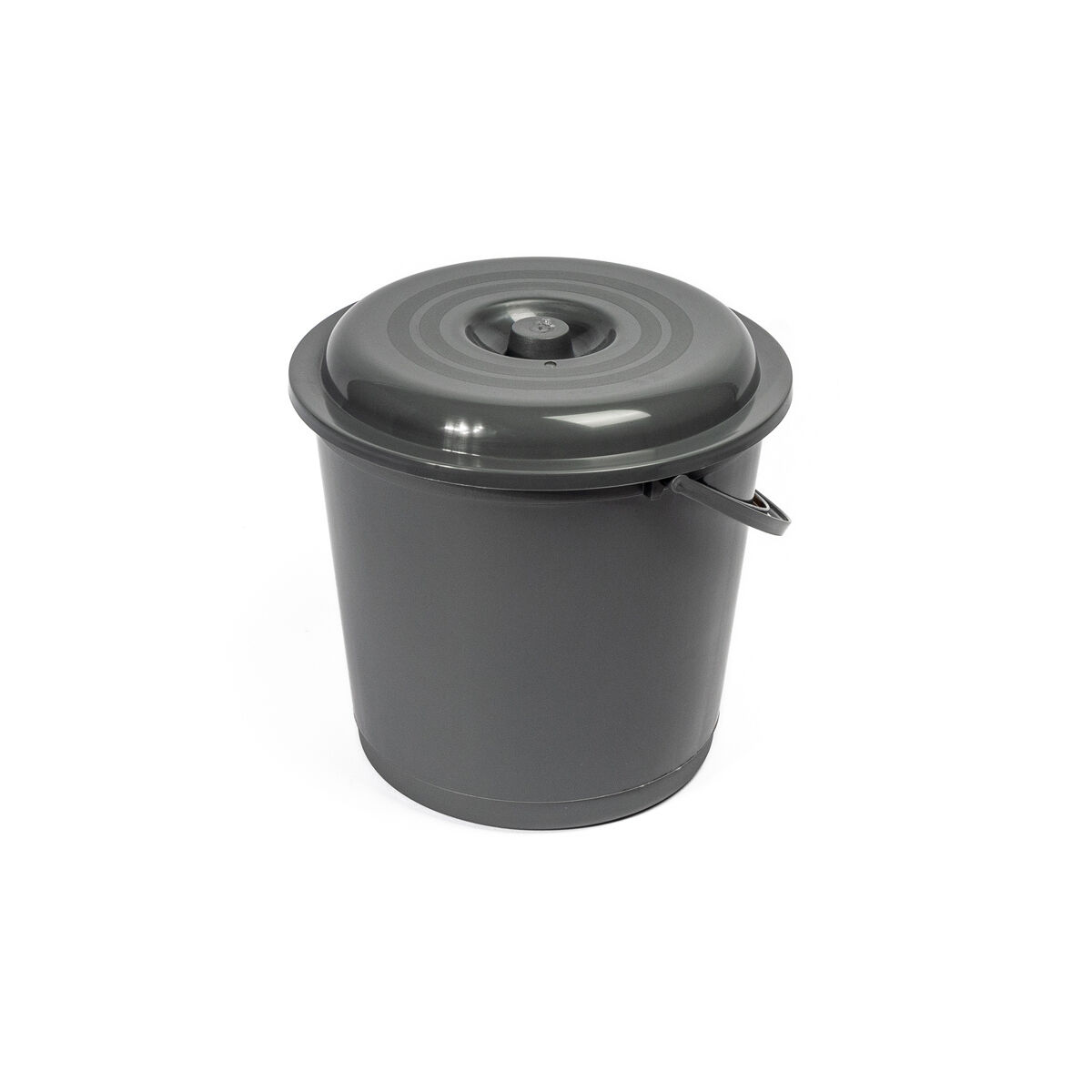 Balde com tampa EUROPA cinza escuro 16l