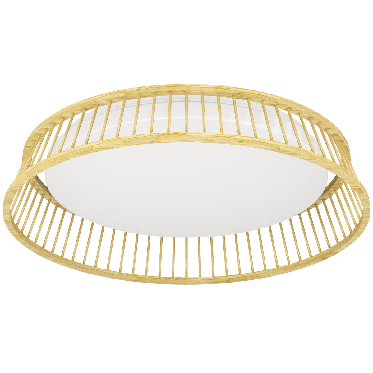 EGLO plafondlamp Luppineria - led - ø 45 cm - bruin/wit - hout