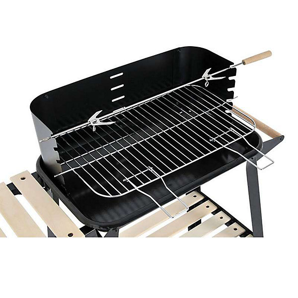 Barbecue charbon horizontal progarden acier noir 54 x 34 x 86.5 cm pied inclus