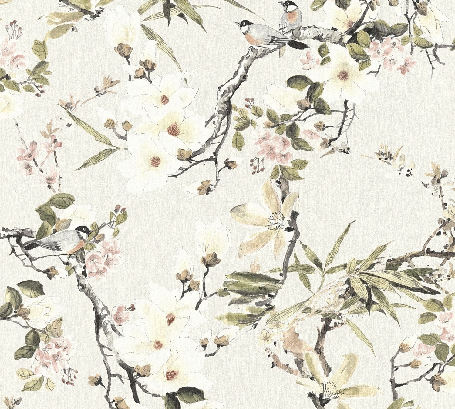 Michalsky Living behang bloemmotief beige, groen, grijs en roze - 53 cm x 10.05 m - AS-364982