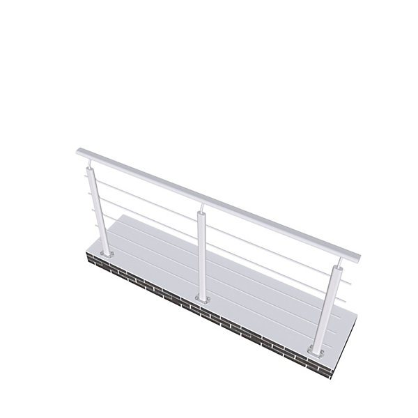 Garde-corps - Pour intérieur et extérieur - Aluminium argenté - Avec 5 traverses et 1 main courante - 200cm - Fixation à plat