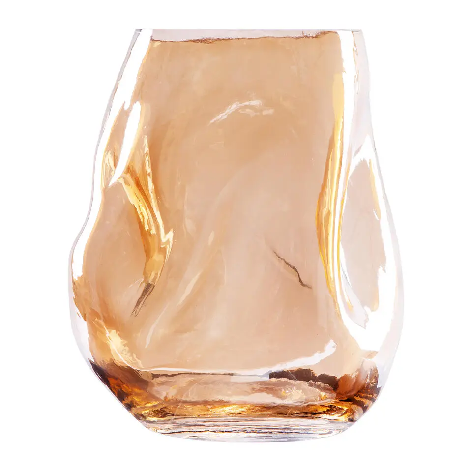 QUVIO Vaas gekreukt - Maat S - Glas - Beige