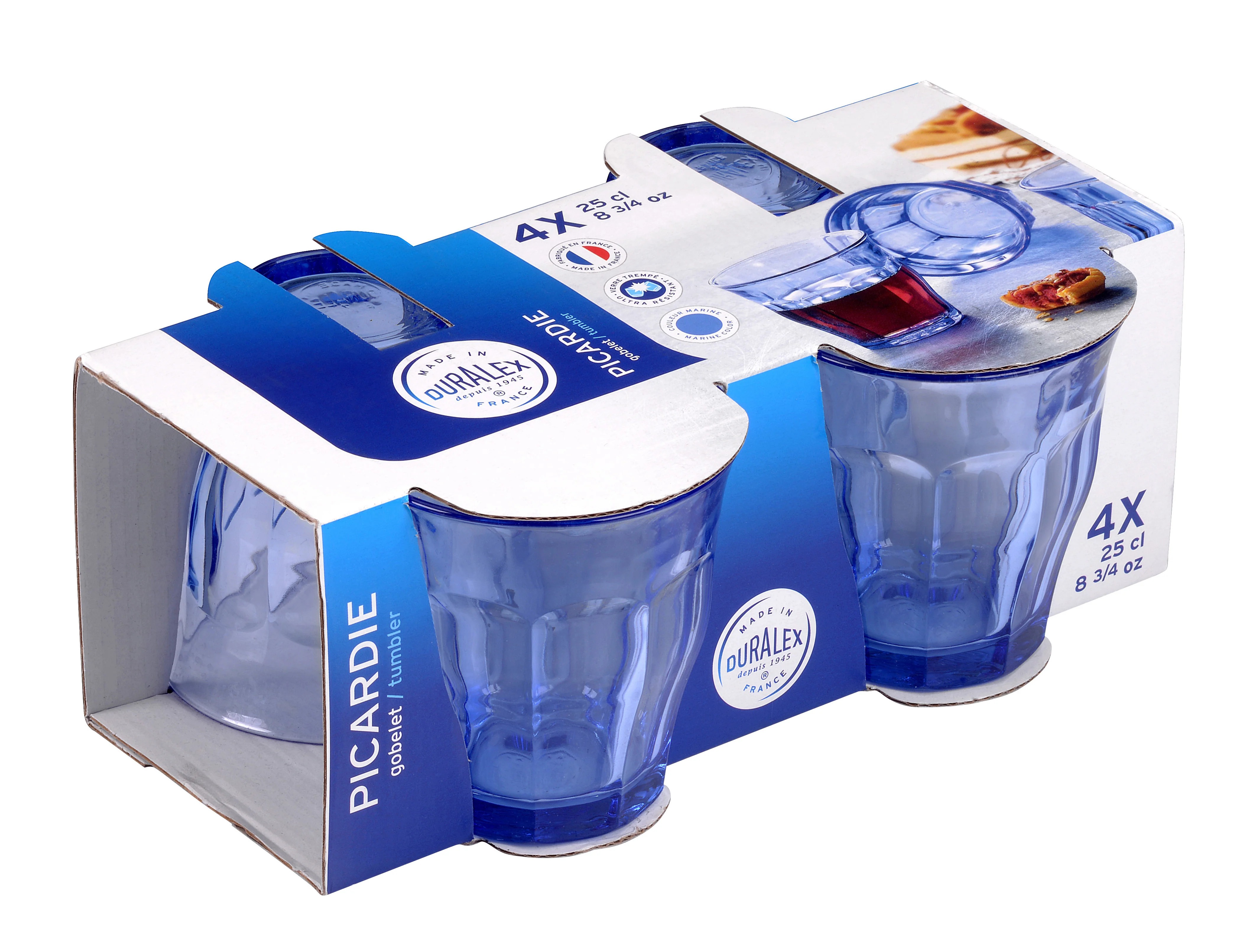 Le Picardie - Verre à eau - Bleu Marine - 25cl (Lot de 4)