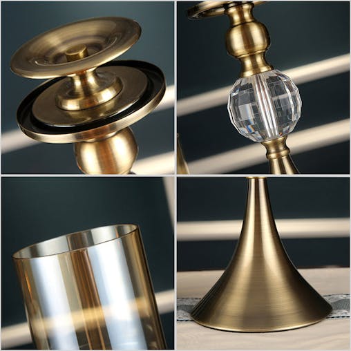 SOGA 43cm Glass Candle Holder Candle Stand Glass/Metal