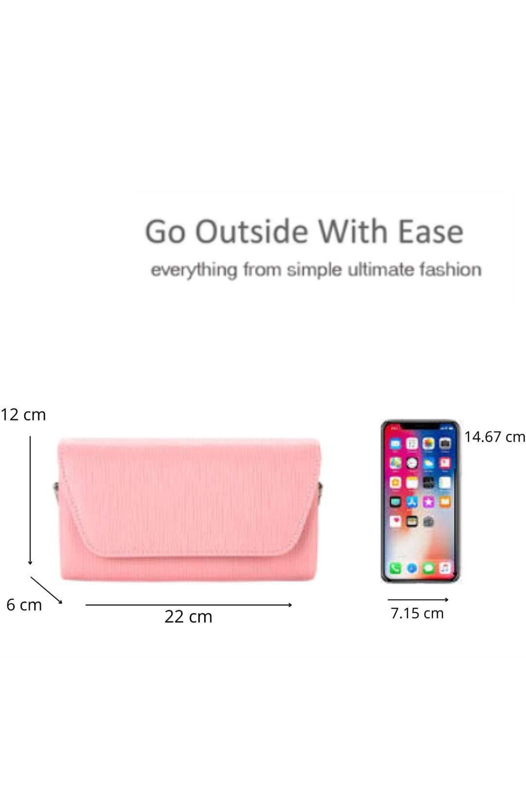 Kitise V Envelope Shape Hardcase Clutch Purse Bag With Chain Strap