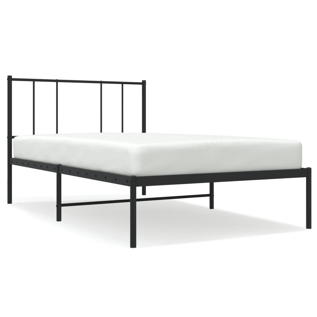 Metalowa rama łóżka z wezgłowiem czarna 90x200 cm