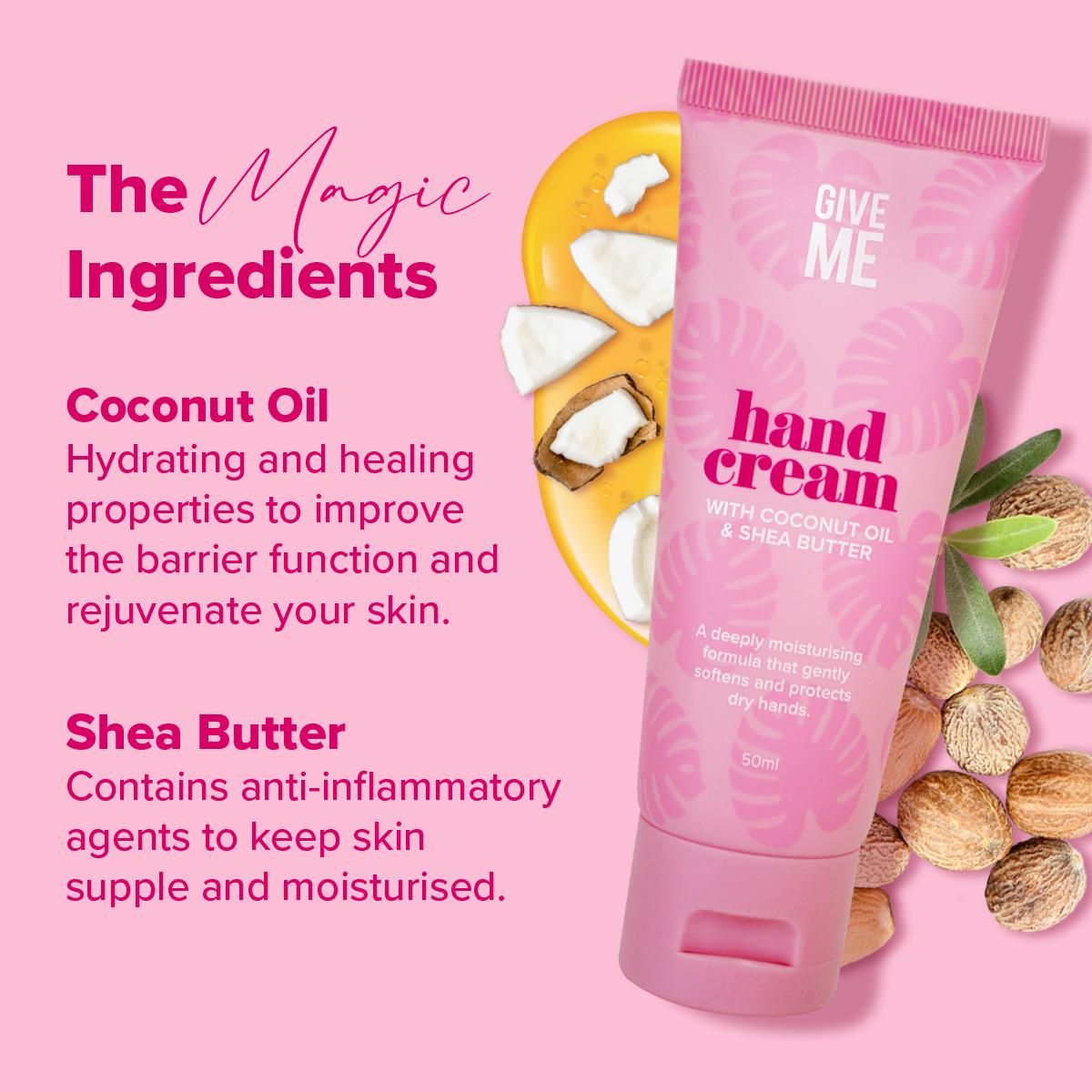 Give Me Hand Moisturiser - Coconut Oil & Shea Butter Cream - 50ml