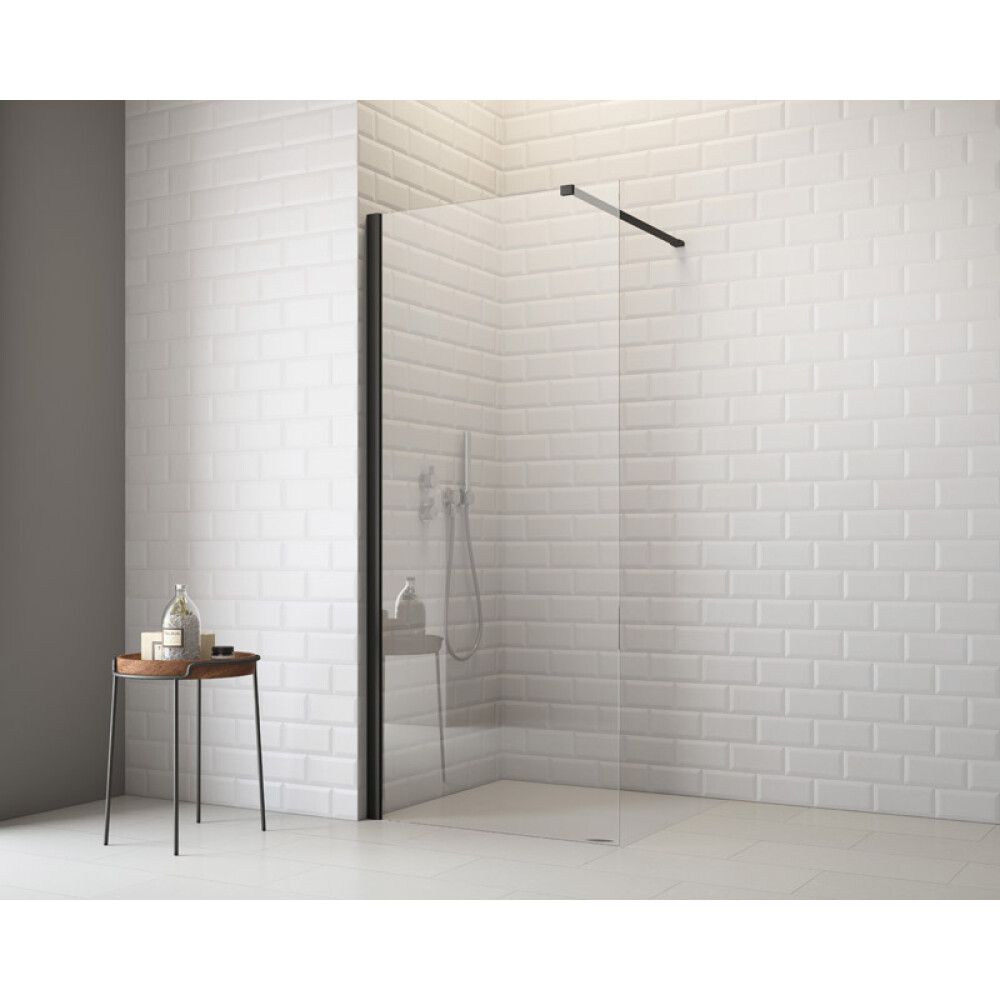 DUSJVEGG CORNICHE ELSA 90CM KLARGLASS SVART