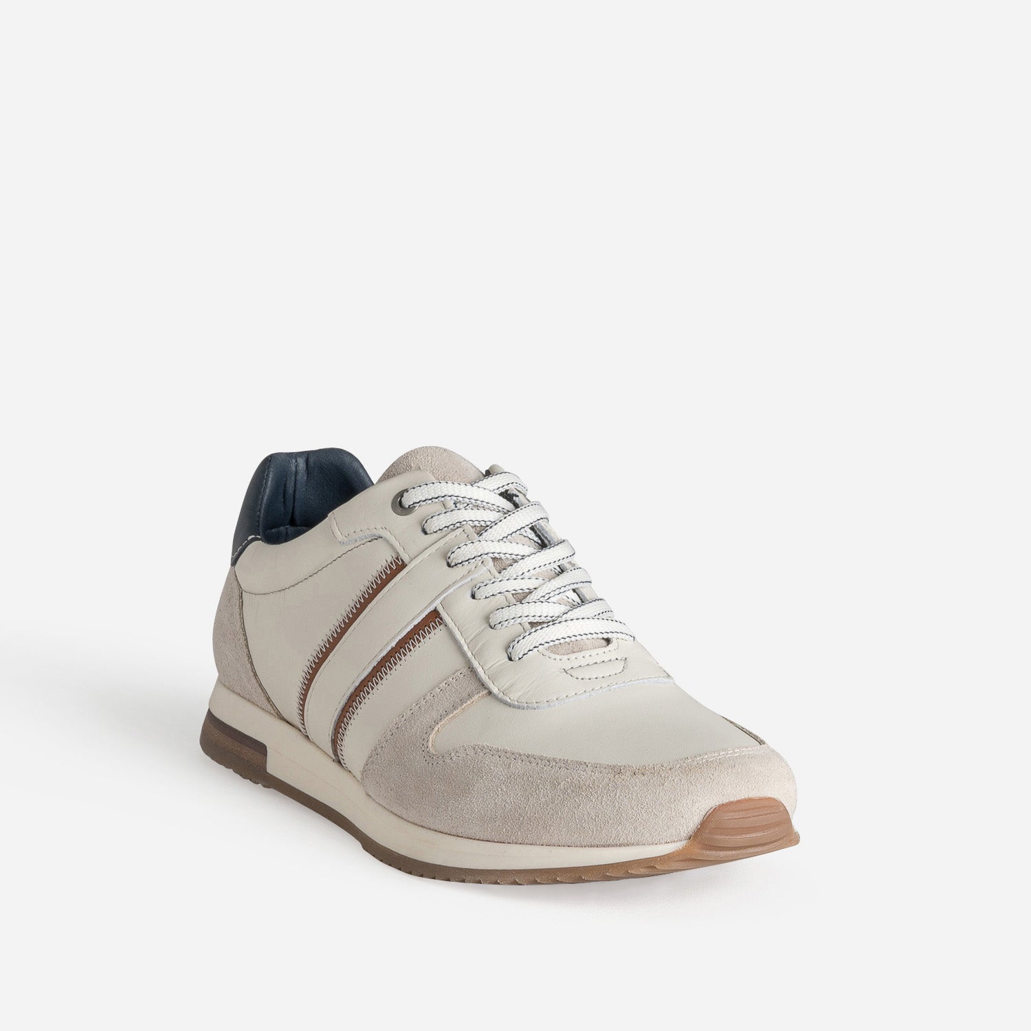 Tennis beige clair et marron bi-matière
