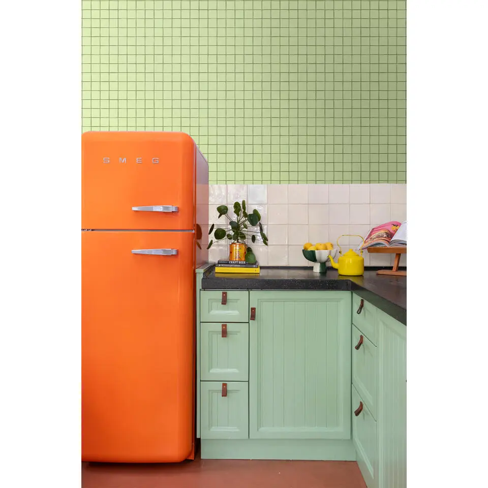 ESTAhome behang geblokt motief groen - 50 x 900 cm