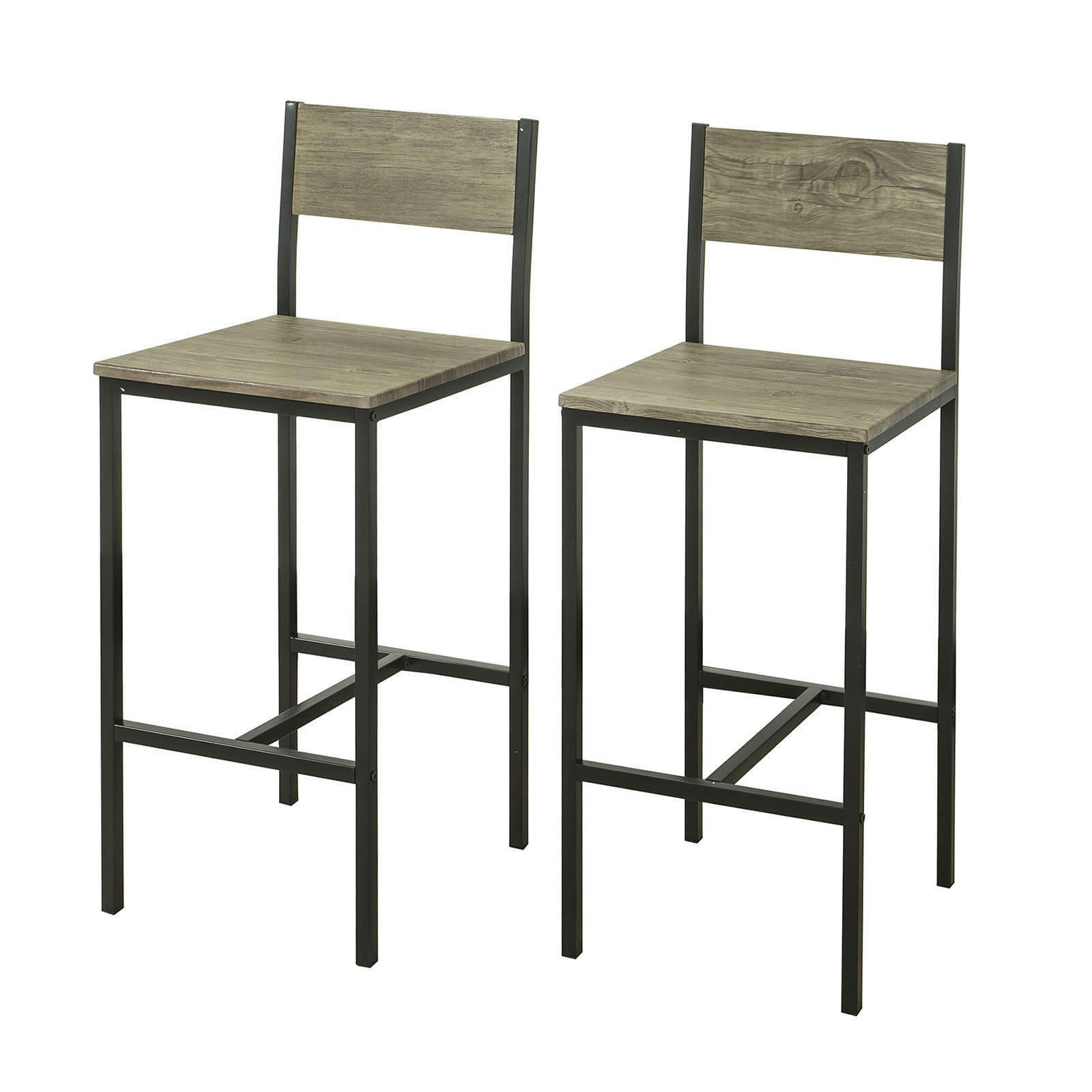 - Lot de 2 Chaises de Bar avec Repose-Pieds effet bois