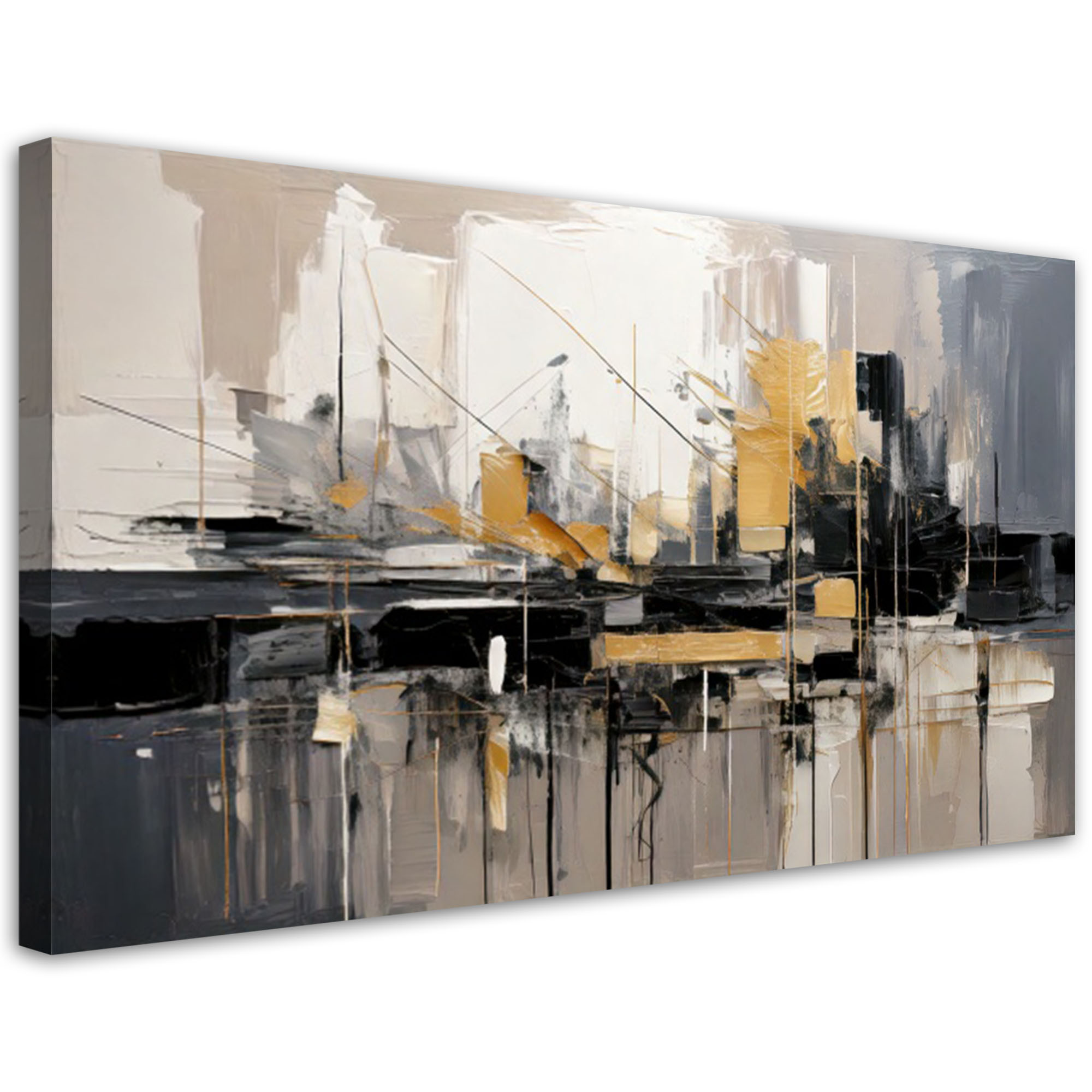 Feeby Obraz, Miasto Abstrakcja Złoty 80x40