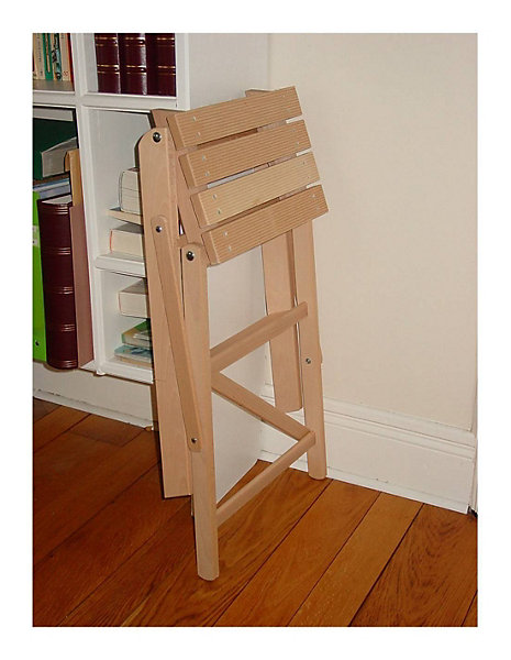Escabeau Marche Pied Pliable En Hêtre Naturel Compact Et Stable HauteurCm