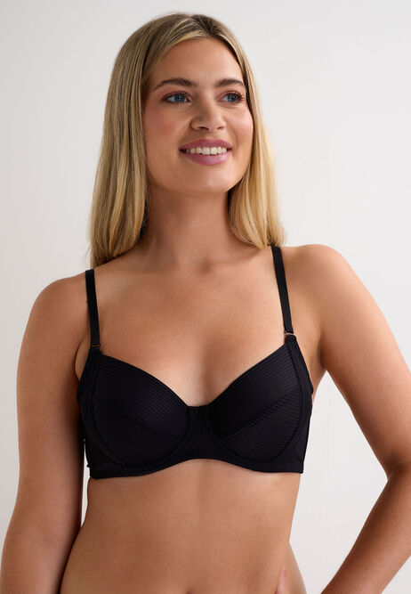 Womens Black Stripe Non Padded Bra
