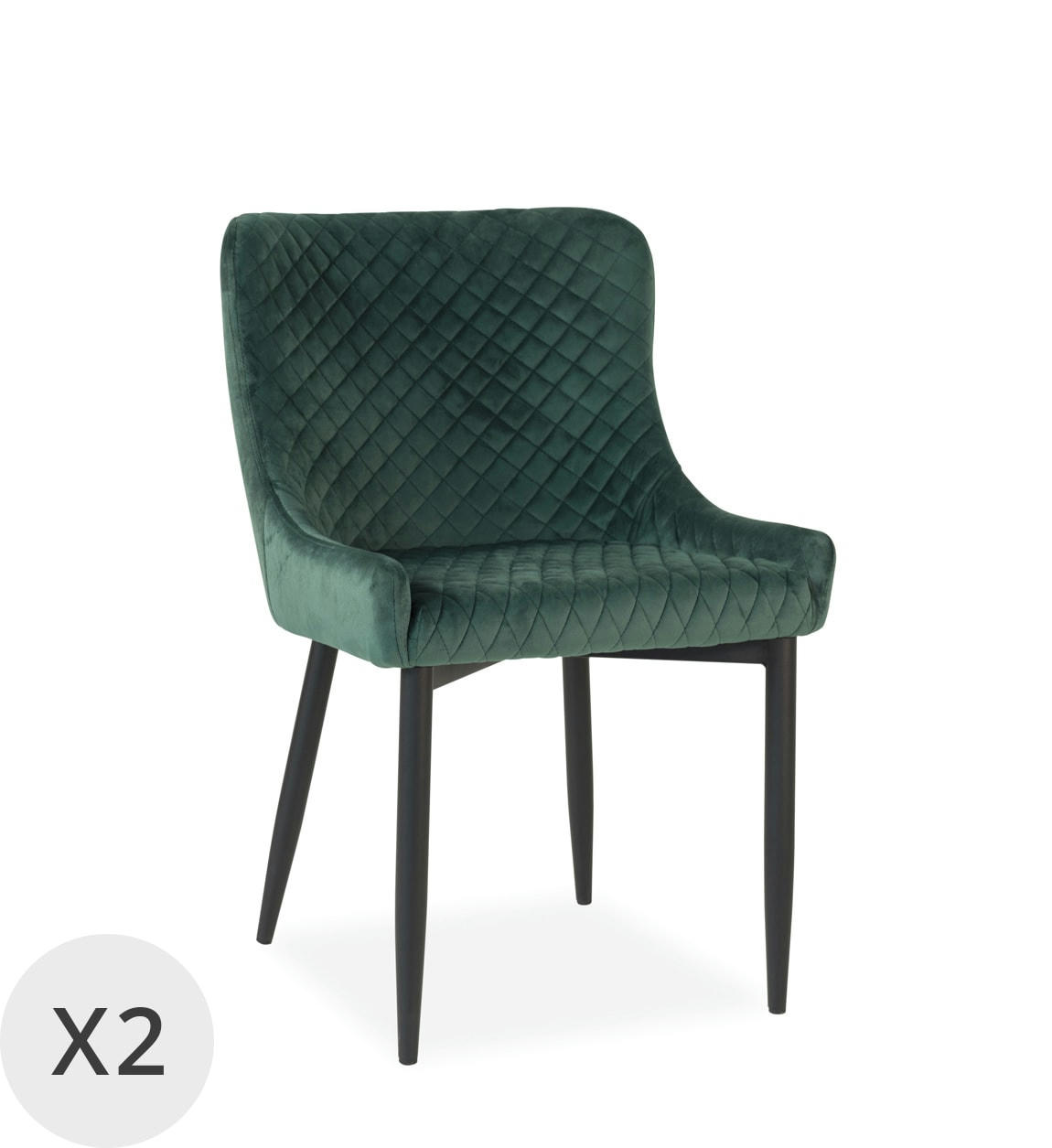MELISSA - Set de 2 chaises tapissées en velours vert