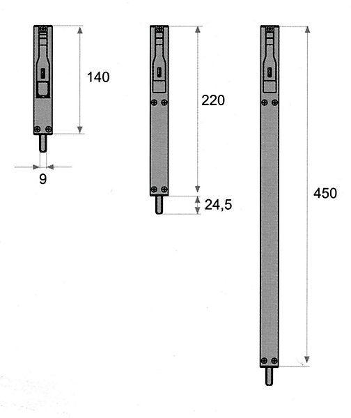 FAPIM - Verrou aluminium feuillure - 450 mm - gris alu - anti corrosion