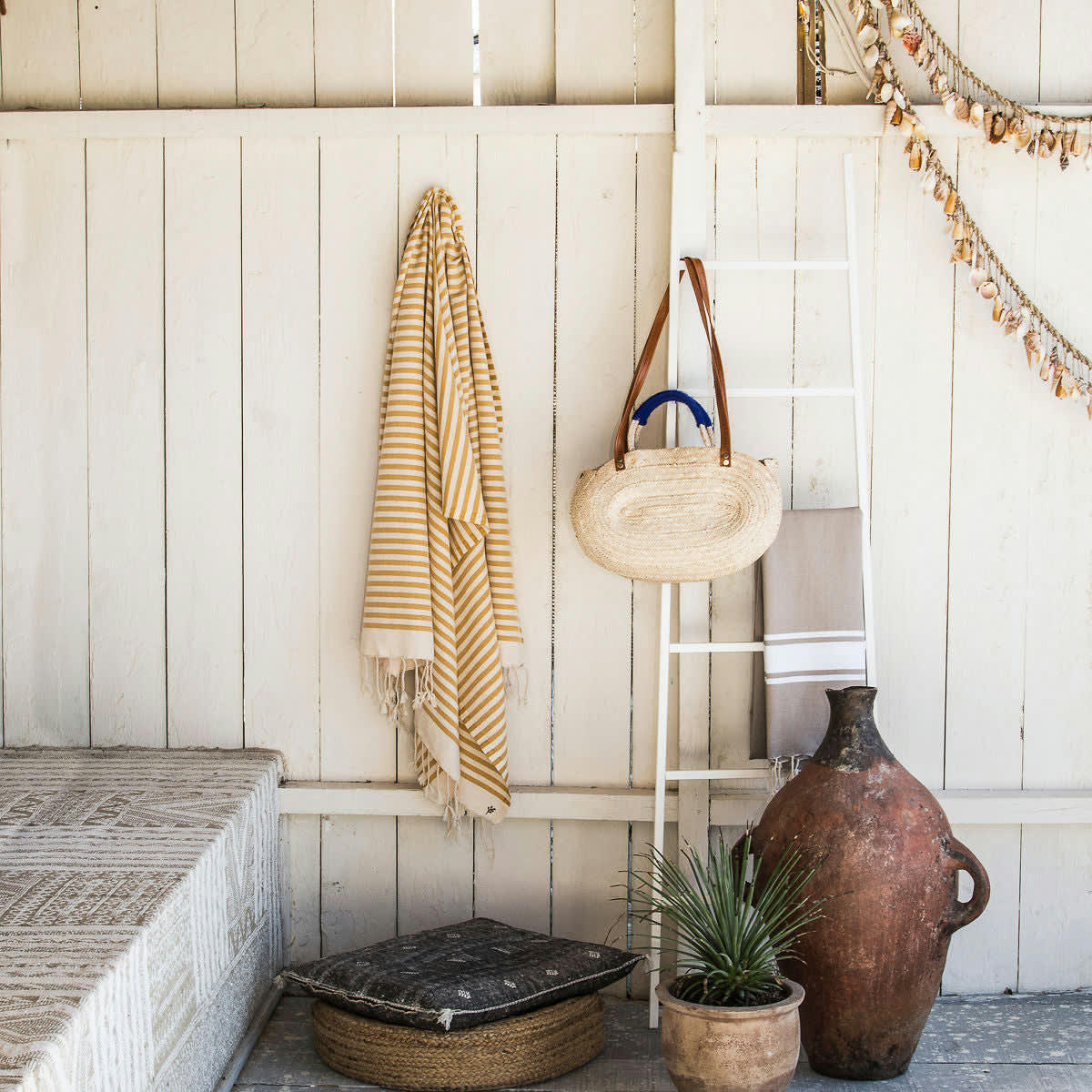 HOSSEGOR - Fouta coton  100x200 jaune moutarde