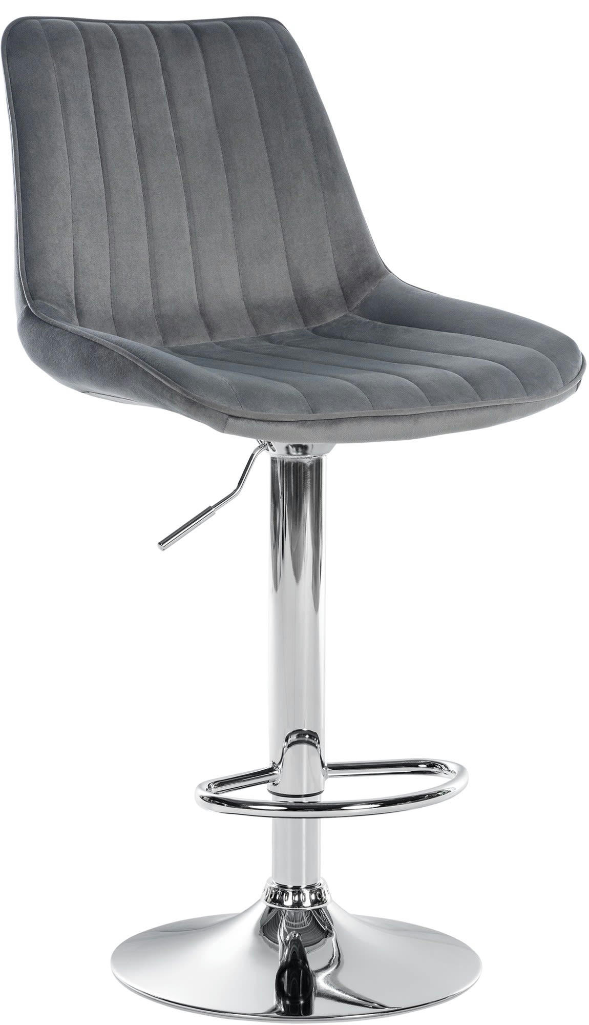 TONI - Tabouret de bar velours ajustable pivotant velours Gris foncé