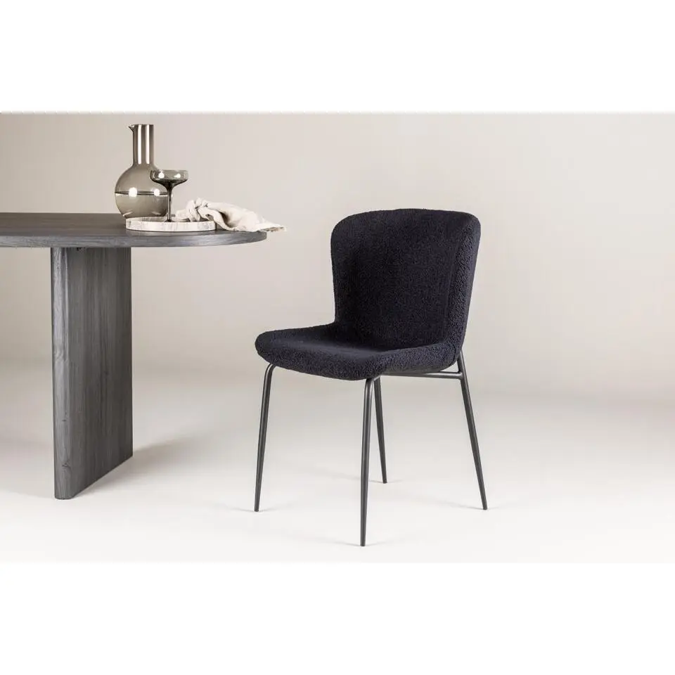 Svea - Miko eetkamerstoel - teddy - zwart