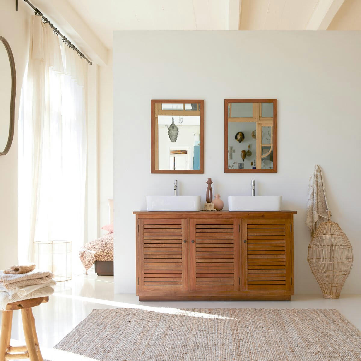 LOGGIA - Meuble sous vasque en acacia massif 140 cm